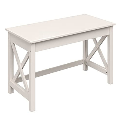 Lavish Home Writing Desk - Work Desk with X-Pattern Legs - for Office, Bedroom, Computer, or Craft Table - Home Office Desks (White) - color: White
