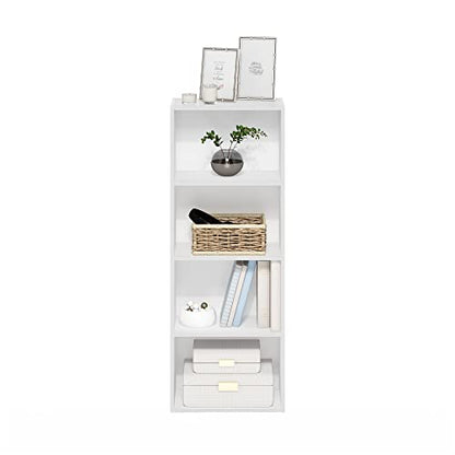 Furinno Luder Bookcase / Book / Storage, 4-Tier, White - color: White, size: 4-Tier, 9.3 x 15.6 x 41.7