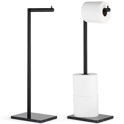 MARMOLUX ACC Free Standing Matte Black Toilet Paper Holder Stand Black Marble Base and Storage - 4 Jumbo Roll Bathroom Hardware Toilet Paper Stand - Stainless Steel Standing Toilet Paper Holder - color: Matte Black/Black Marble