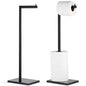 MARMOLUX ACC Free Standing Matte Black Toilet Paper Holder Stand Black Marble Base and Storage - 4 Jumbo Roll Bathroom Hardware Toilet Paper Stand - Stainless Steel Standing Toilet Paper Holder - color: Matte Black/Black Marble