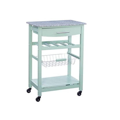Linon Kitchen Island, Green, 15.75 x 22.83 x 33.86 Inches - color: Green and Granite, style: Whitney