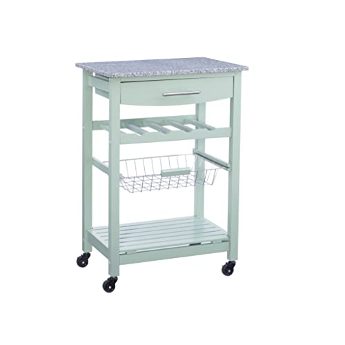 Linon Kitchen Island, Green, 15.75 x 22.83 x 33.86 Inches - color: Green and Granite, style: Whitney