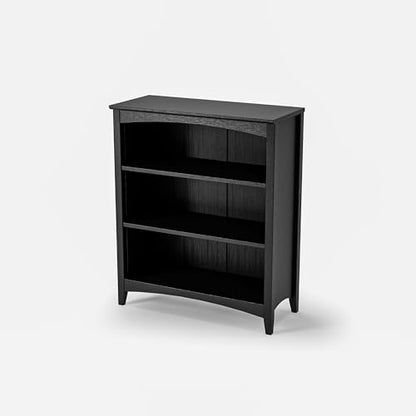 Camaflexi Shaker Style 3 Shelf Bookcase/Solid Wood / 36" High/Adjustable Shelving/Closed Back/Display Bookshelf for Living Room, Bedroom, Home and Office, Black - color: Black, size: 36"