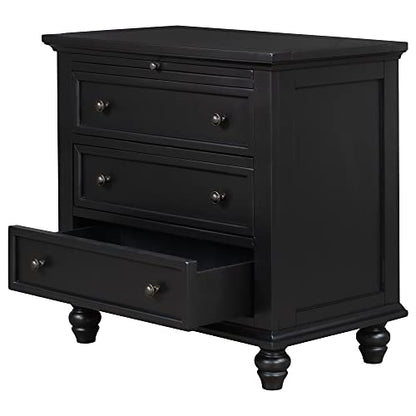 Modern Storage Wood Cabinet with 3-Drawer, Sofa Table Console Table End Table with Pull Out Tray, Accent Table Furniture for Entryway Living Room,Fully Assembly Bedside Table (Black) - color: Black