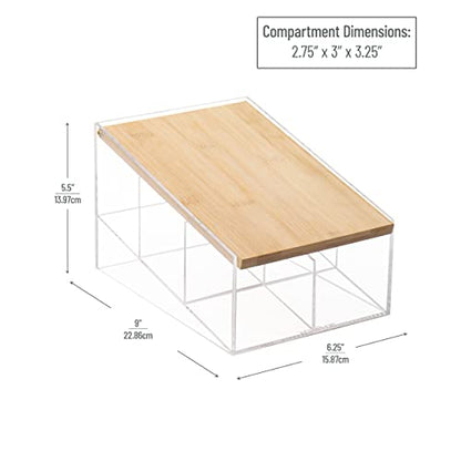 Mind Reader Tea Bag Organizer, Tea Station, Countertop Storage, Acrylic, 6.25"L x 9"W x 5.5"H, Brown - style: Tea Bag Caddy