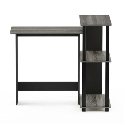 Furinno Abbott Corner Computer Desk with Bookshelf, French Oak Grey/Black - color: French Oak Grey/Black