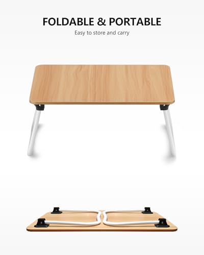 ZEAPTAC Laptop Bed Desk, Foldable Lap Desk, Portable Lap Table, Bed Table, Laptop Stand, Lightweight & Mini Table for Breakfast/Picnic/Drawing/Couch/Floor - Wood - color: Wood