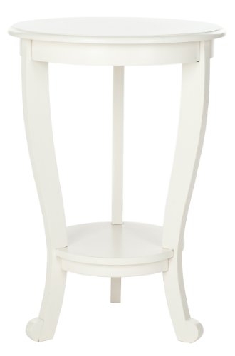 SAFAVIEH Furniture - Mary Pedestal Table - Distressed Cream - Solid Wood - Farmhouse Pedestal Design - Ideal for Living Room, Entryway, Home Office, 18.1" W x 18.1" D x 26" H (AMH5711C) - color: Distressed Cream