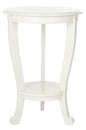 SAFAVIEH Furniture - Mary Pedestal Table - Distressed Cream - Solid Wood - Farmhouse Pedestal Design - Ideal for Living Room, Entryway, Home Office, 18.1" W x 18.1" D x 26" H (AMH5711C) - color: Distressed Cream