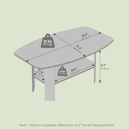 Gurney Coffee Table with Shelf for Living Room, White - color: White