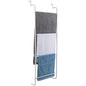 MyGift 4 Tier White Metal Over the Door Towel Rack Bathroom Holder Ladder | Space Saving Over Shower Door Drying Rack for Towels & Blankets, Linens Washcloths Clothing Guest Room Apartment Dorm