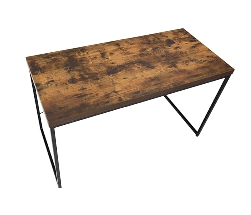 Writing Desk Industrial Style Weathered Oak, Black Metal | weathered oak wood top, black metal frame, rectangular desk, 47W x 22D x 28H, simple assembly, home office use