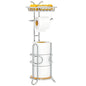 Toilet Paper Holder Stand, Free Standing Tissue Roll Storage Rack with Shelf for Bathroom, Chrome - color: Chrome With Bamboo