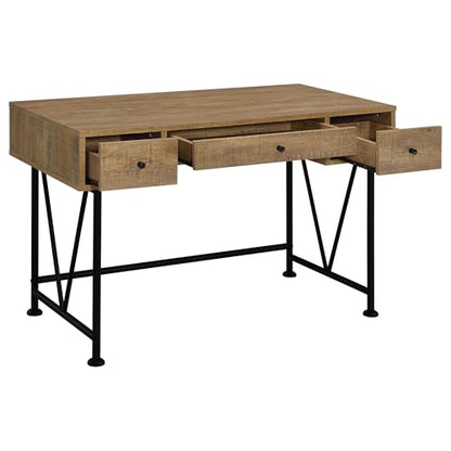 Coaster Home Furnishings - Analiese - Wood - 3-Drawer Writing Desk with Metal Legs, and V-Bracing Profile - Home Office - 47-Inch - Mango - 802001 - color: Mango
