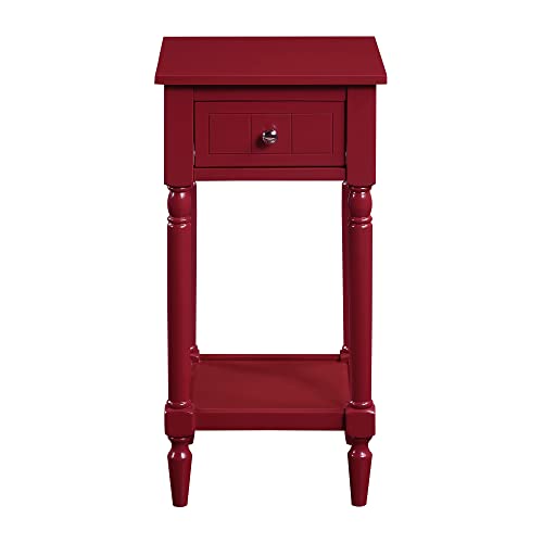 Convenience Concepts French Country Khloe 1 Drawer Accent End Table 14" - Traditional Farmhouse Side Table with Storage Drawer and Shelf for Living Room, Cranberry Red - color: Cranberry Red