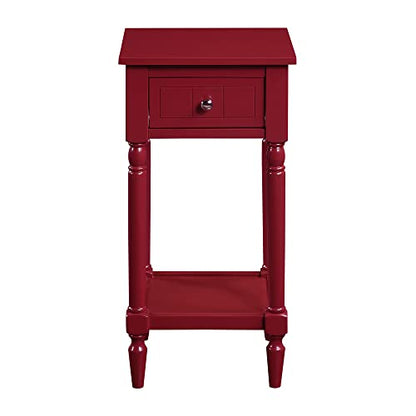 Convenience Concepts French Country Khloe 1 Drawer Accent End Table 14" - Traditional Farmhouse Side Table with Storage Drawer and Shelf for Living Room, Cranberry Red - color: Cranberry Red