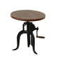 Carolina Chair & Table Adjustable Hand Crank 18" Wooden Top Rustic Side Table - Cast Iron Base Round Accent Table for Farmhouse, Living Room, or Bedroom (Chestnut/Black) - color: Chestnut/Black