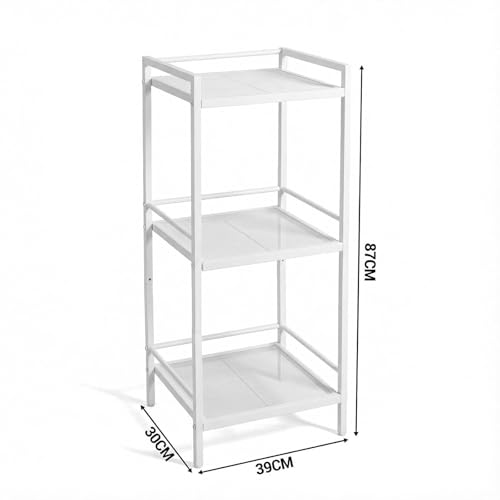 IDEALHOUSE 3 Tier Bathroom Shelves – Ladder Shelf Freestanding Rustic Home Organizer, Space-Saving Metal Storage Shelving Unit for Living Room, Bedroom, Kitchen, Office, Rustproof - color: 3 Tier White