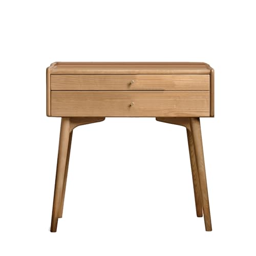 Small Vanity Desk, Solid Wood Dressing Table with Drawer Divider, Study Desk and Vanity Desk for Bedroom, 18" D x 24" W x 32" H - color: Ash Wood-natural, size: 24" W