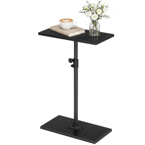 MAHANCRIS Narrow Side Table, Height Adjustable Sofa Table, Tall Couch Table | Small End Table for Small Spaces, Sturdy Wooded Nightstand, Easy Assembly, Multi-Functional, Living Room, Bedroom, Black - color: Black