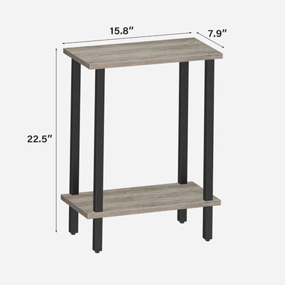 TUTOTAK Small Side Table, Narrow End Table, Skinny Sofa Table, Slim Nightstand, Couch Table, Living Room, Bed Room, Greige TB01BG062 - color: Greige, size: 2-Tier（7.9"D x 15.8"W x 22.5"H）