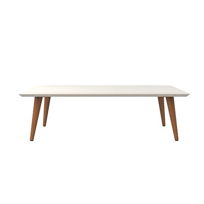 Manhattan Comfort Utopia Collection Mid Century Modern Low Rectangle Accent Living Room End Table With Splayed Legs, Off White (89452) - color: Off White