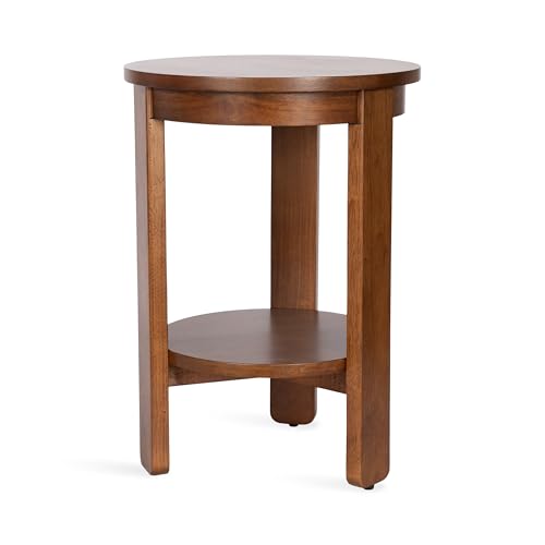 Kate and Laurel Foxford Tiered Round Side Table, 16 x 16 x 23, Walnut Brown, Transitional Two-Tier Circle Nightstand Table with Storage and Resilient Wood Construction for Bedroom Decor - color: Walnut Brown, size: 16x16x23