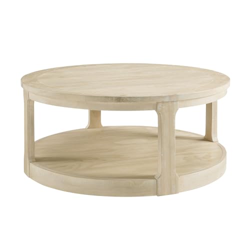40'' Round Wood Coffee Table Circle Coffee Table with 4 Wheel for Living Room, Modern Retro Farmhouse Style, Easy Assembly, Oak/Wood(ø40'' x 17.52'') - color: S1-ø40'' -Oak