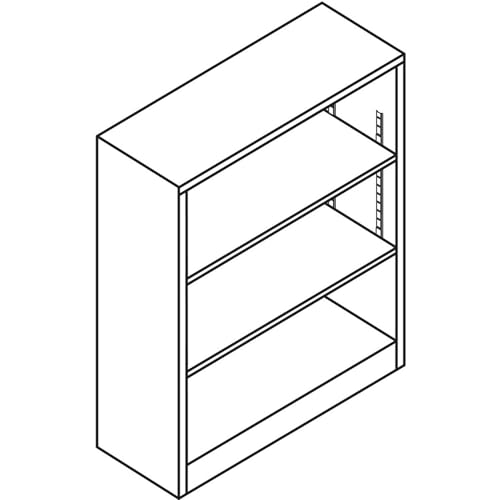 HON Metal Bookcase, 3 Shelves, 34-1/2 W by 12-5/8 D by 41 H, Putty - color: Putty, size: 3 Shelves