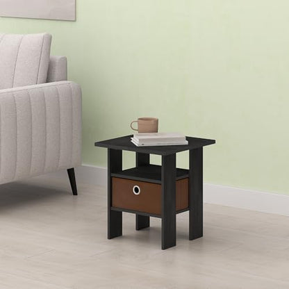 Ipoh End Table, Nightstand, Side Table with Bin Drawer for Small Spaces, Living Room, Bedroom, Black Walnut/Medium Brown - color: Black Walnut/Medium Brown