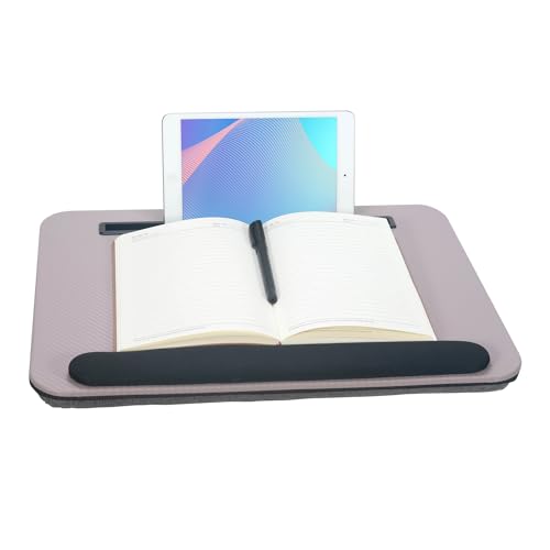 Portable Laptop Desk Fits Up to 16“ Laptops, with Tablet Slot, Built-in Cushion, Great for Home & Office,Lap Desk for Laptop,Lap Desk with Cushion (Grey Violet with Wrist Rest, Medium) - color: Grey Violet With Wrist Rest, size: Medium