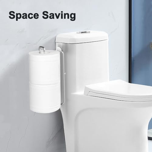 Bathroom Toilet Paper Roll Holder for 2 Roll Tissue, Brushed Nickel,Over The Tank Toilet Paper Holder,Self Adhesive Wall Mount,Stainless Steel Toilet Paper Holder Storage 2pcs - color: J:hold 2 Rolls Tissue(2pcs,silver)
