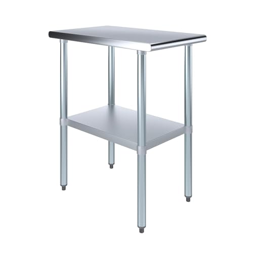 30" x 18" Stainless Steel Prep Table – NSF Certified Heavy Duty Work Table for Home & Commercial Use – Galvanized Undershelf & Legs - size: 18x30