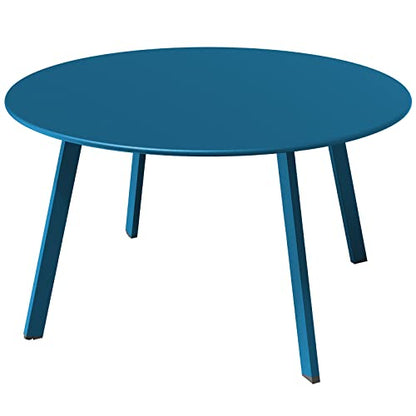 Grand patio 28-inch Round Steel Coffee Table, Outdoor Patio Side Table, Great for Backyard Patio Deck, Peacock Blue - color: Peacock Blue, style: 1 PC