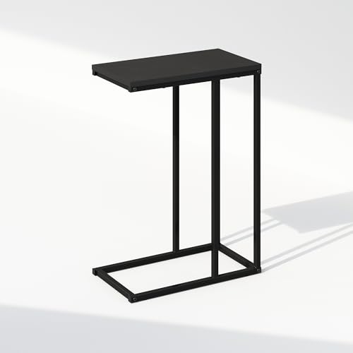 Furinno C-Shaped Side Table, Metal Frame End Table, Night Stand, Bedside Table, for Living Room, Bedroom, Americano - color: Americano, size: C-Shaped with Metal Frame