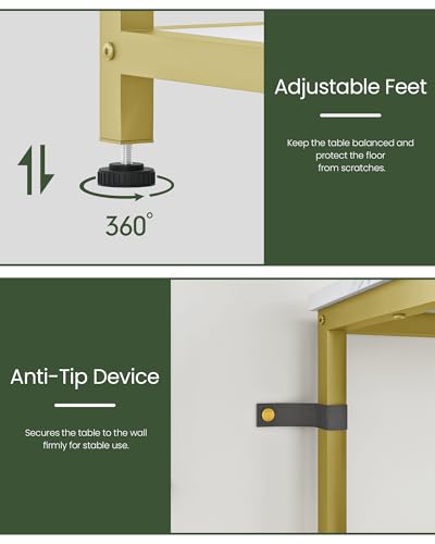 CHOEZON Modern Console Sofa Table 3-Tier Hallway Table Open Storage, Marble Veined Table Top, Metal Frame, for Entryway, Foyer, Marble White and Gold TXG03DJ