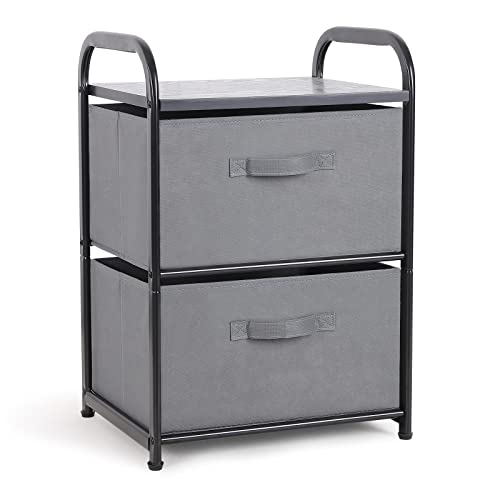 MAX Houser Dresser for Bedroom with 2 Drawers, Dark Grey | Wide Chest of Drawers, Fabric Dresser, Storage Organizer Unit with Fabric Bins for Closet, Living Room, Hallway - color: Grey4
