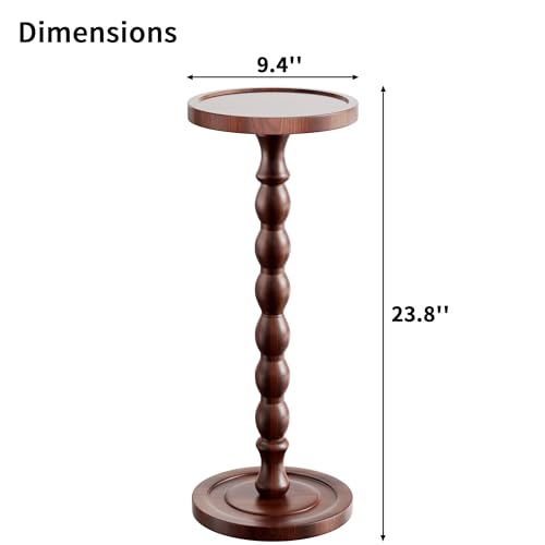 Rubber Wood Round Side Table, Solid Wood Small Drink Table for Small Spaces, Modern Accent Tables, End Tables for Living Room, Bedroom and Office (Dark Walnut, 9.4 Inch) - color: Dark Walnut