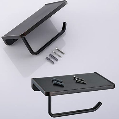 RANDOM Oil Rubbed Bronze Toilet Paper Holder with Phone Shelf Wall Mounted Toilet Tissue Holder Solid Metal Toilet Paper Roll Holder.RD93008-ORB - color: B-oil Rubbed Bronze