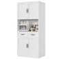 HOSTACK 71" Tall Kitchen Pantry Storage Cabinet, Wood Kitchen Hutch, White | Modern Pantry Cabinet with Microwave Stand, Hutch Cabinet with Countertop & Drawers, Storage Cabinet for Living Room - color: White