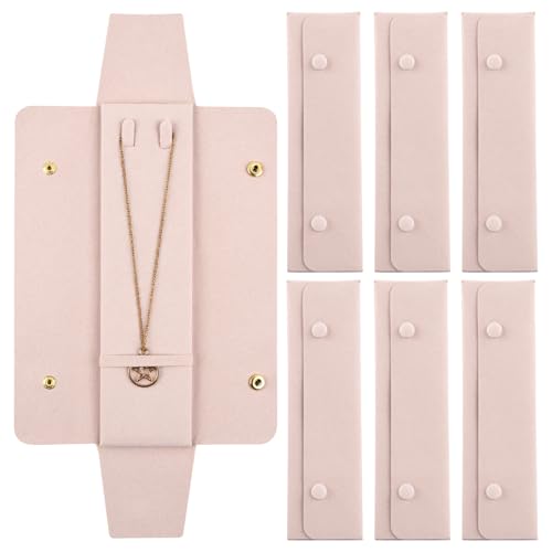 Framendino, 6 Pack Velvet Necklace Case Traval Jewelry Bag Organizer Pouch Holder Box for Women Storage Bridesmaid Wedding Christmas Pink - color: Pink