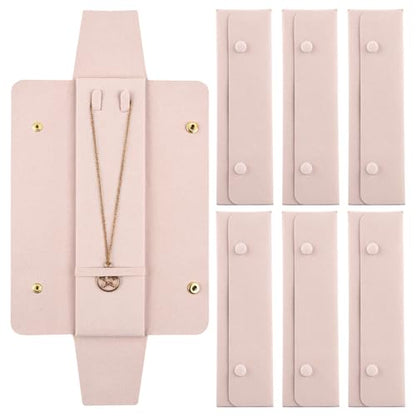 Framendino, 6 Pack Velvet Necklace Case Traval Jewelry Bag Organizer Pouch Holder Box for Women Storage Bridesmaid Wedding Christmas Pink - color: Pink