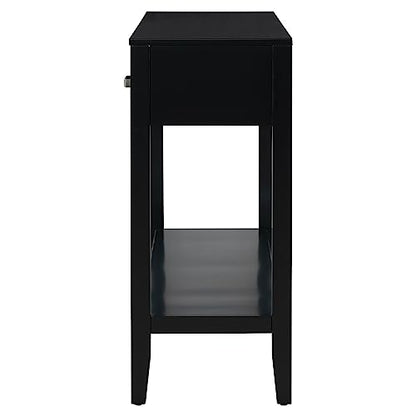 Merax Entryway Console Table with Storage, 3 Drawers Design/Wood Frame/Behind Couch & Sofa, Black - color: Black