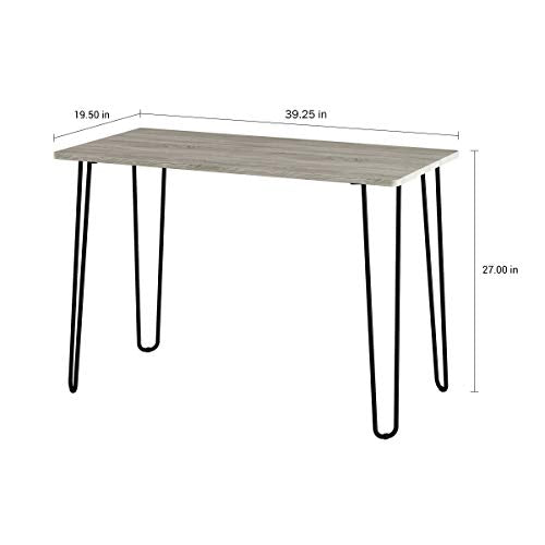 Desk with Hairpin Legs - Modern Industrial Style Home Decor - Woodgrain-Look and Steel Accent Home Office Furniture by Lavish Home (Gray) - color: Grey
