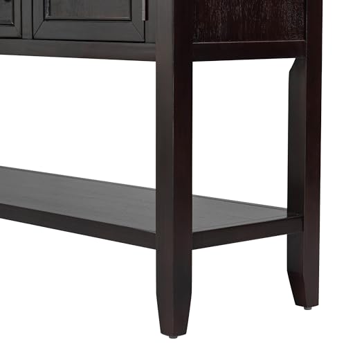 P PURLOVE Console Table Buffet Sideboard Sofa Table with Storage Drawers Cabinets and Bottom Shelf (Espresso) - color: Espresso