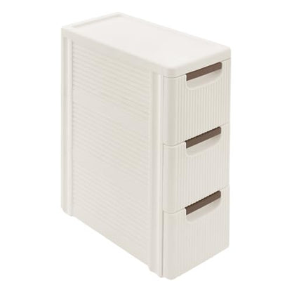 3 Drawer Narrow Storage Cabinet, Slim Plastic Storage Cart for Small Spaces, Freestanding Bathroom Organizer with Pull-Out Drawers for Laundry, Office, Kitchen