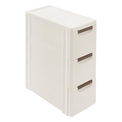 3 Drawer Narrow Storage Cabinet, Slim Plastic Storage Cart for Small Spaces, Freestanding Bathroom Organizer with Pull-Out Drawers for Laundry, Office, Kitchen