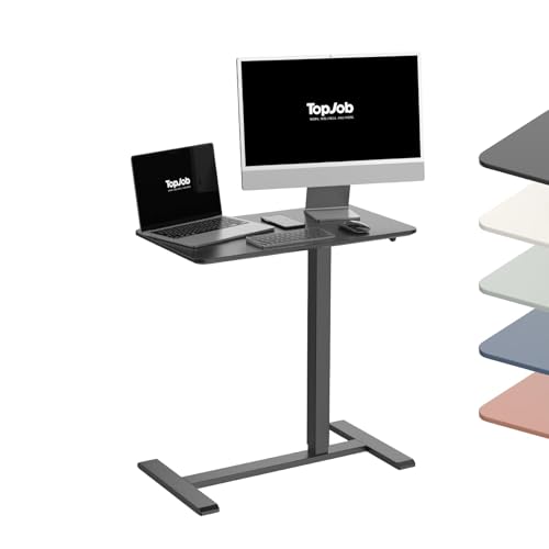 TopJob ANYDESK NEST Mobile Standing Desk, Portable with Hidden Wheels Non Folding, Sit Stand Desk, Computer Workstations, Home Use, Couch Side Table, Bedside Table, Kitchen Prep Table (Noir) - color: Noir