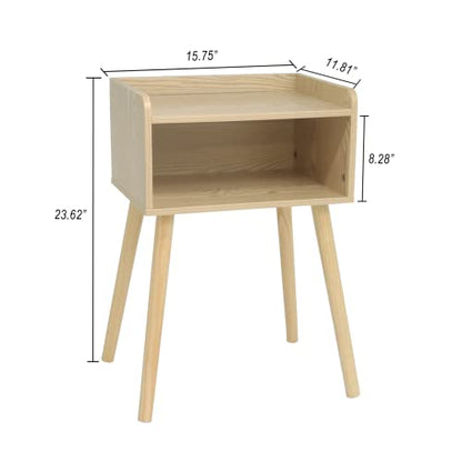 MaxSmeo Nightstand, Mid Century Modern Side Table Bedroom with Storage, Small End Bedside Table with Solid Wood Legs for Living Room, Office Small Spaces (Natural) - color: Natural