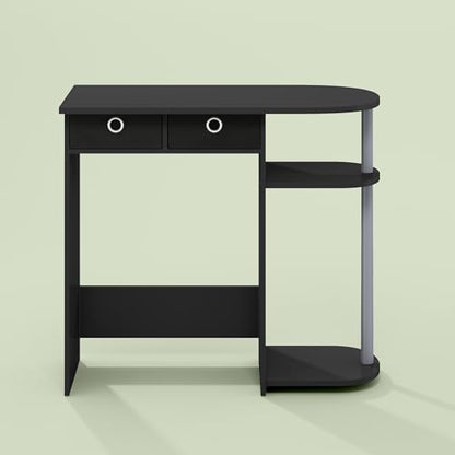 Ipoh Home Computer Desk, 32 Inch Writing Desk, Study Desk with Side Shelves and Bin Storage, for Home Office, Study Room, Black/Grey - color: Black/Grey